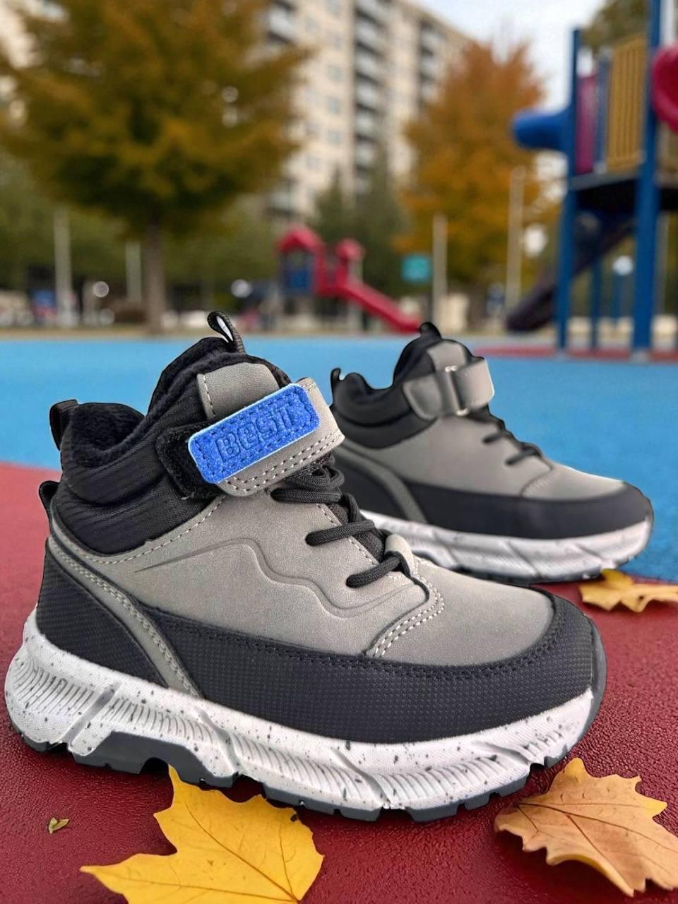 Дитяче демосизонне взуття для хлопчика черевики ошатні хайтопи утеплені на липучці РОЗМІР:28-31, фото 1