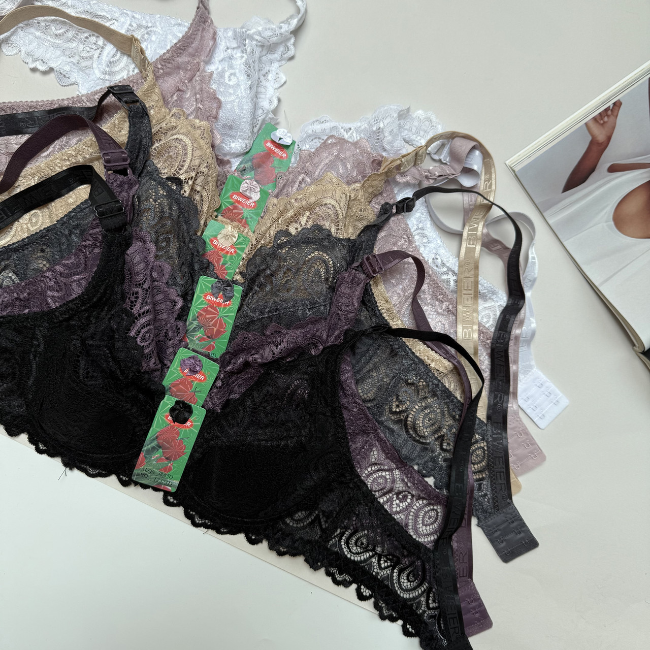 Повністю мереживний бюстгальтер BIWEIER, DD-ка