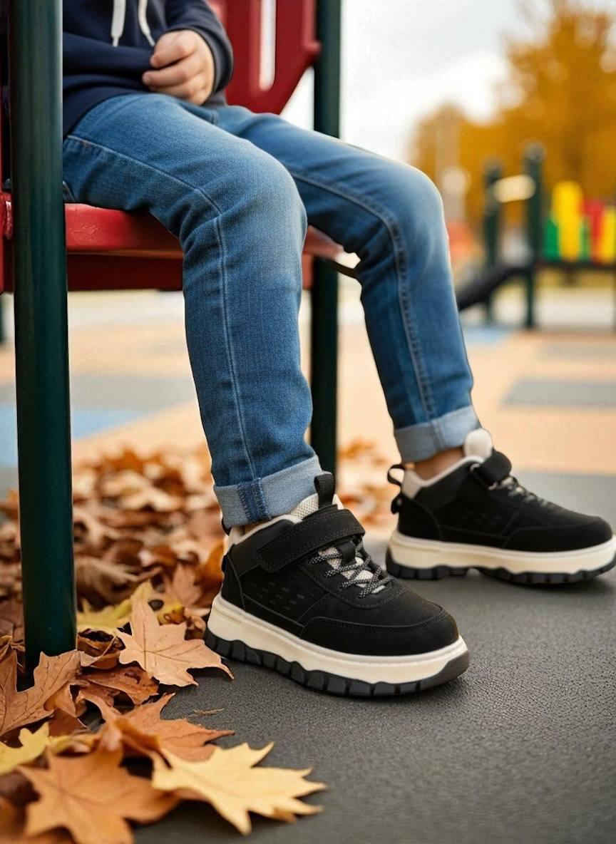 Дитяче демосизонне взуття для хлопчика черевики спортивні хайтопи утеплені на липучці РОЗМІР:28, фото 1