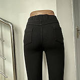 Джегінси джинси жіночі фліс на резинці стрейч утеплені зимові 25 чорні, фото 4