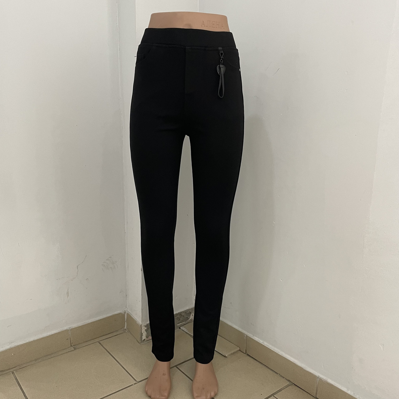 Джегінси джинси жіночі фліс на резинці стрейч утеплені зимові 25 чорні, фото 1