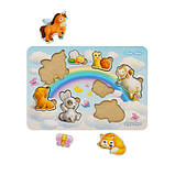 Маленька дерев'яна вкладка "Звірі на хмарах - 2" (Дерев'яні пазли для дітей)(ПСФ49), фото 2