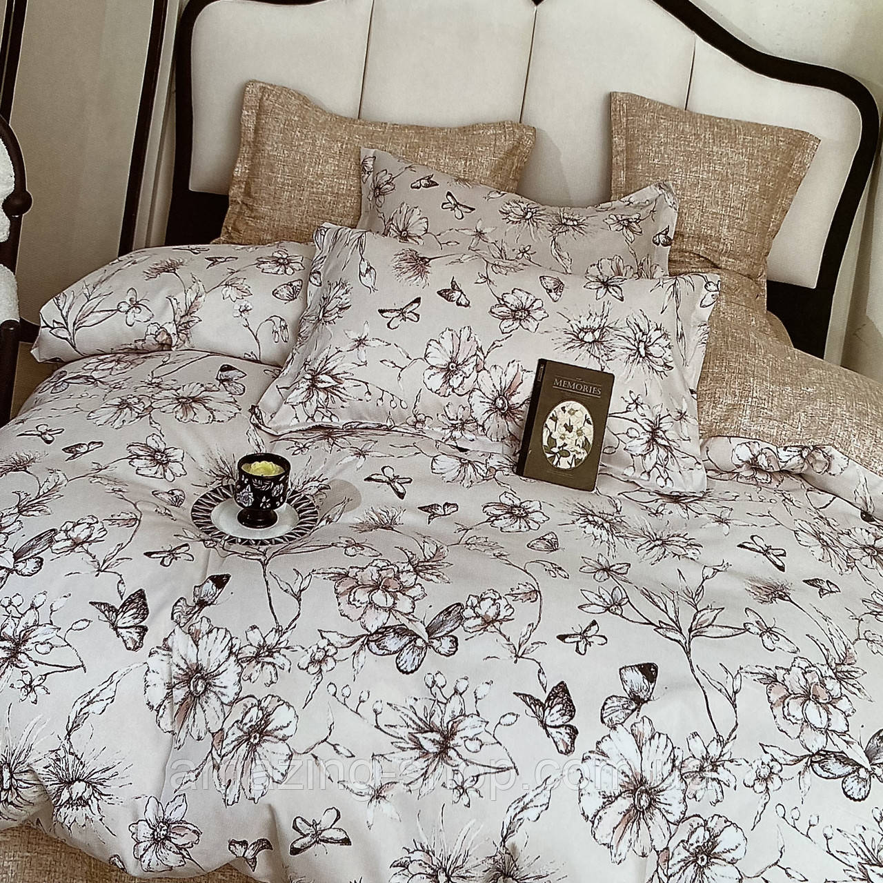 Євро комплект постільної білизни 180*200+20см з простирадлом на гумці Постільна білизна з фланелі євро розмір, фото 1