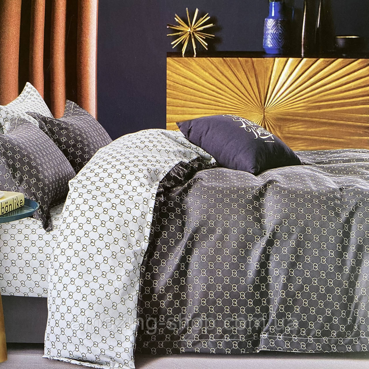 Євро комплект постільної білизни 180*200+20см з простирадлом на гумці Постільна білизна з фланелі євро розмір, фото 1