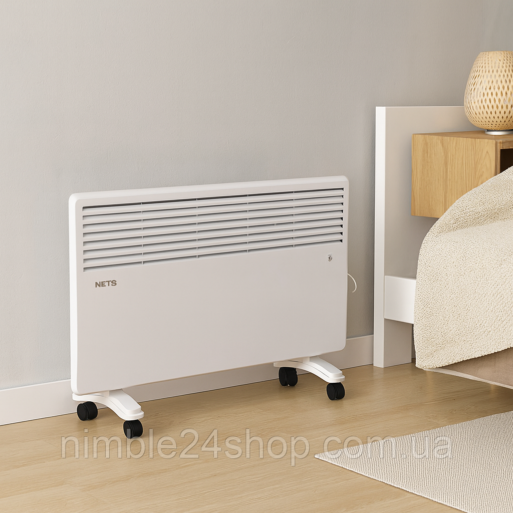 Конвекторний обігрівач NETS Technology C54637/36680, настінний/підлоговий, 1000 Вт/2000 Вт, термостат