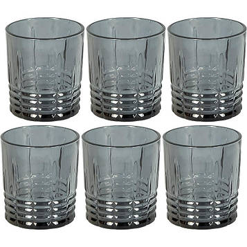 Склянка скляна 320 мл тонована набір склянок 6 штук Чорний (№-3)