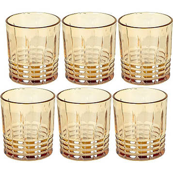 Склянка скляна 320 мл тонована набір склянок 6 штук Золотий (№-4)