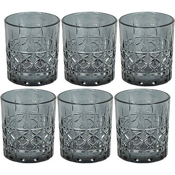 Склянка скляна 320 мл тонована набір склянок 6 штук Чорний (№-5)