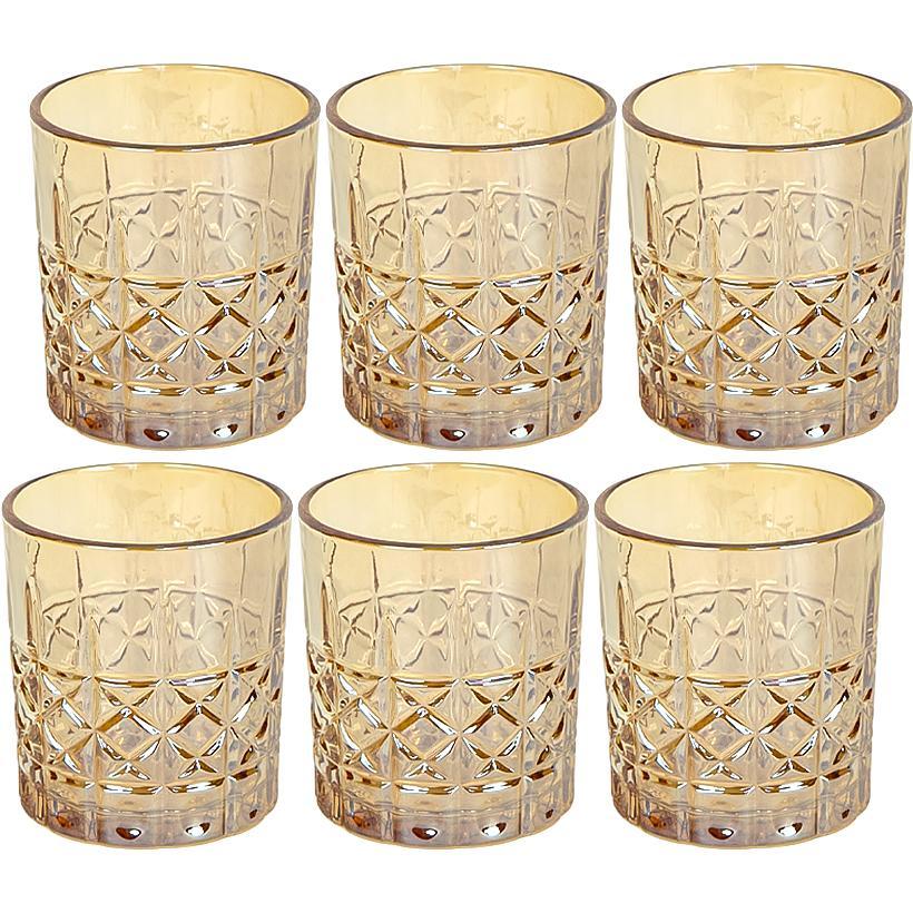Склянка скляна 320 мл тонована набір склянок 6 штук Золотий (№-6), фото 1