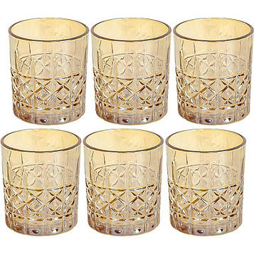 Склянка скляна 320 мл тонована набір склянок 6 штук Золотий (№-6)