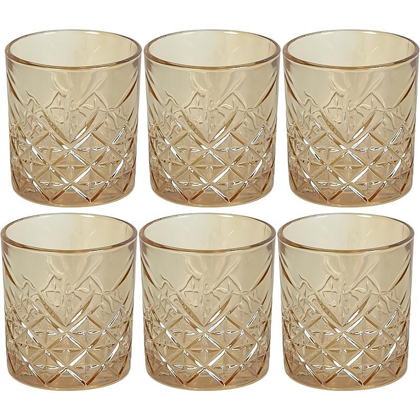 Склянка скляна 340 мл тонована набір склянок 6 штук Золотий (№-7), фото 1