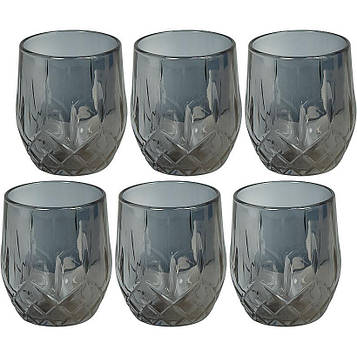 Склянка скляна 320 мл тонована набір склянок 6 штук Чорний (№-16)