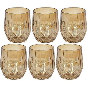 Склянка скляна 320 мл тонована набір склянок 6 штук Золотий (№-17)