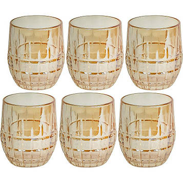 Склянка скляна 320 мл тонована набір склянок 6 штук Золотий (№-19)