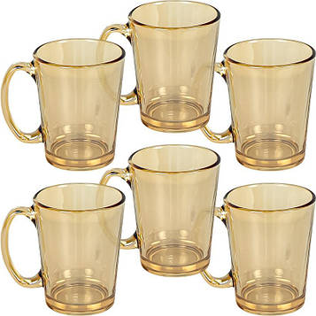 Чашка скляна 300 мл тонована для чаю, кави, капучино, лате і глінтвейну Набір чашок 6 штук (№-28)