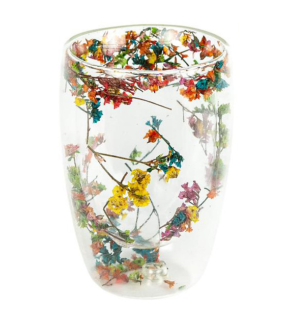Склянка з подвійним дном 450 мл з квітами (№-34), фото 1