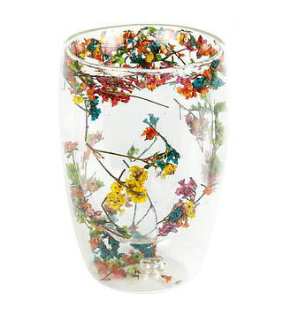 Склянка з подвійним дном 450 мл з квітами (№-34)