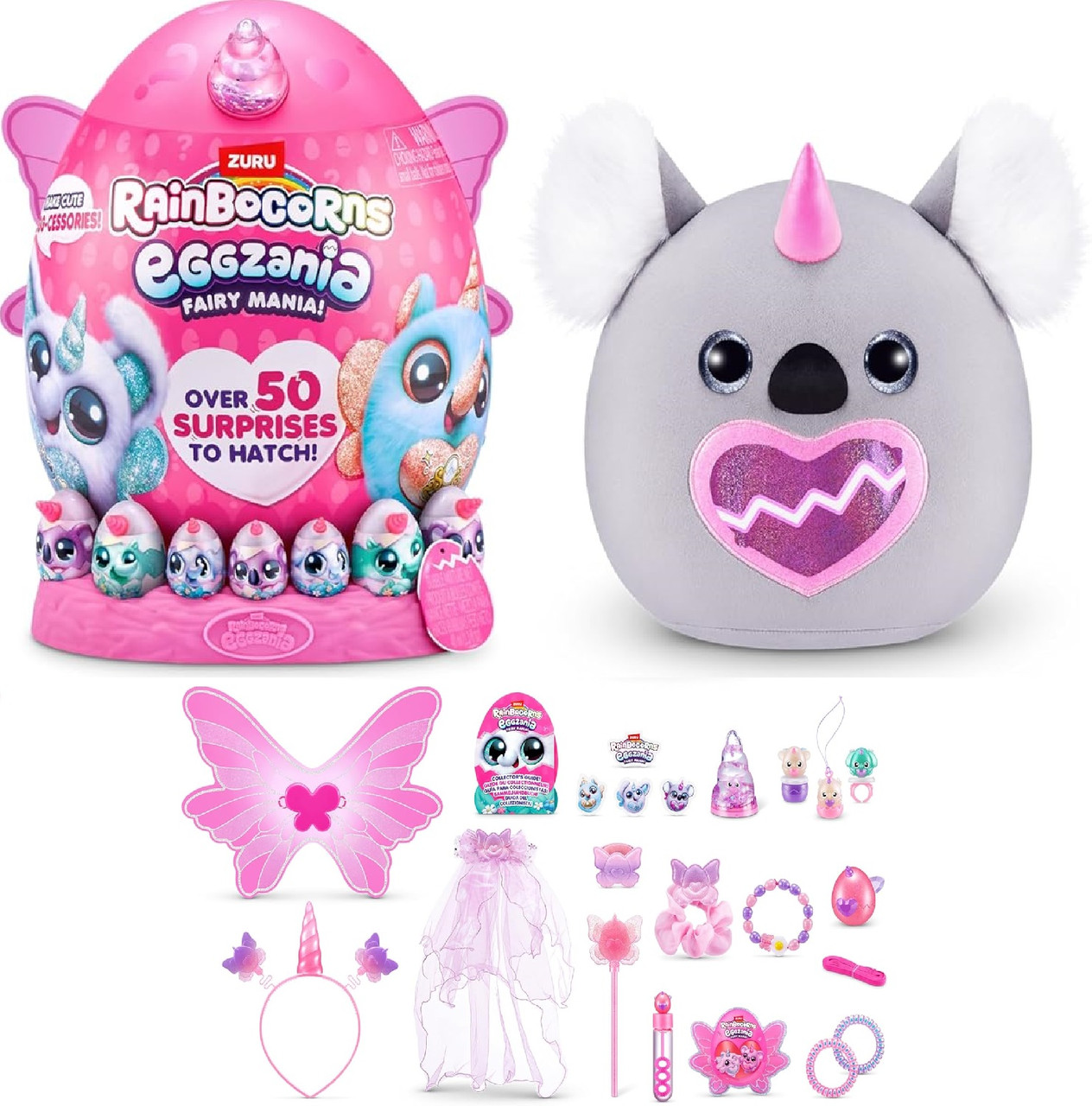 Велика М'яка іграшка - сюрприз Рейнбокорнс Фея Егзанія Коала ZURU  Rainbocorns Unicorn 92106D, фото 1