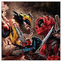 Фігурний пазл з дерева "Дедпул і Росомаха" PZ012-A4C-AC 75-125 деталей, розмір А4