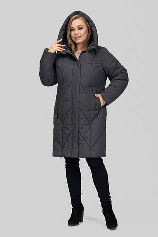 Зимове стьобане пальто з плащової тканини з високим коміром, фото 1