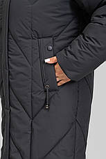 Зимове стьобане пальто з плащової тканини з високим коміром, фото 4