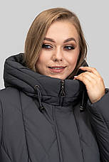 Зимове стьобане пальто з плащової тканини з високим коміром, фото 5