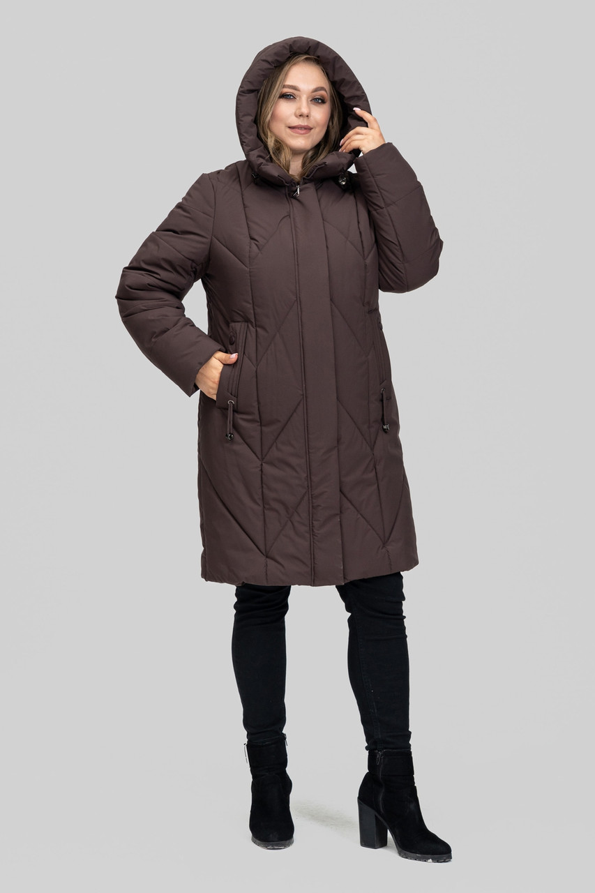 Жіноче пальто для сильних морозів з високим коміром