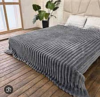 Двоспальний флісовий плед "Королівский шарпей" (200*220 см) grey