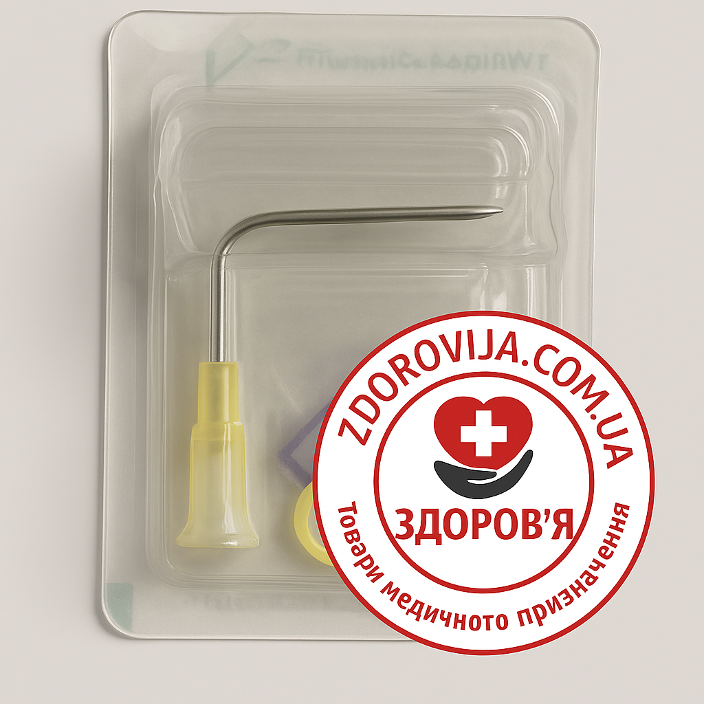 Голка Губера Surecan 20G x 20 мм з жовтим адаптером (стерильна, B. Braun, упаковка 1 шт)