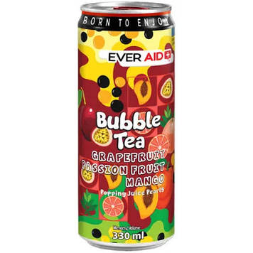 Напій безалкогольний ТМ "EVER AID" BUBBLE TEA Grapefruit Passion Fruit Mango" 0,33 л. з/б