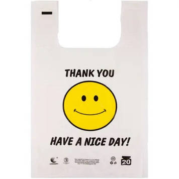 Пакет майка 26,5*43,5(100) смайлик(30*50) люкс