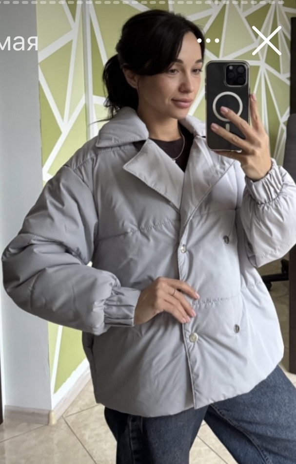Розпродаж жіноча куртка демісезонна осіння L сіра - фото 1 - id-p2761703241