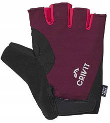 Рукавички для спорту, велорукавички з гелевими вставками Crivit чорні з бордовим
