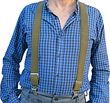 Підтяжки чоловічі Батал на зріст до 200 см Х-подібні 40 мм 4 застібки олива, фото 2