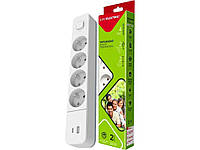 Фільтр мережевий 2м 4 гніздаUSBType-C білий Х4, 10А ТМ EUROELECTRIC