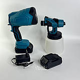 Фарбопульт акумуляторний бездротовий 800мл, розпилювач фарби електричний, пульверизатор для фарбування, LY-826-Blue, фото 7