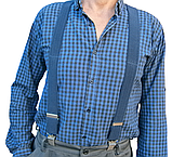 Підтяжки чоловічі Батал на зріст до 200 см Х-подібні 40 мм 4 застібки синій джинс, фото 2