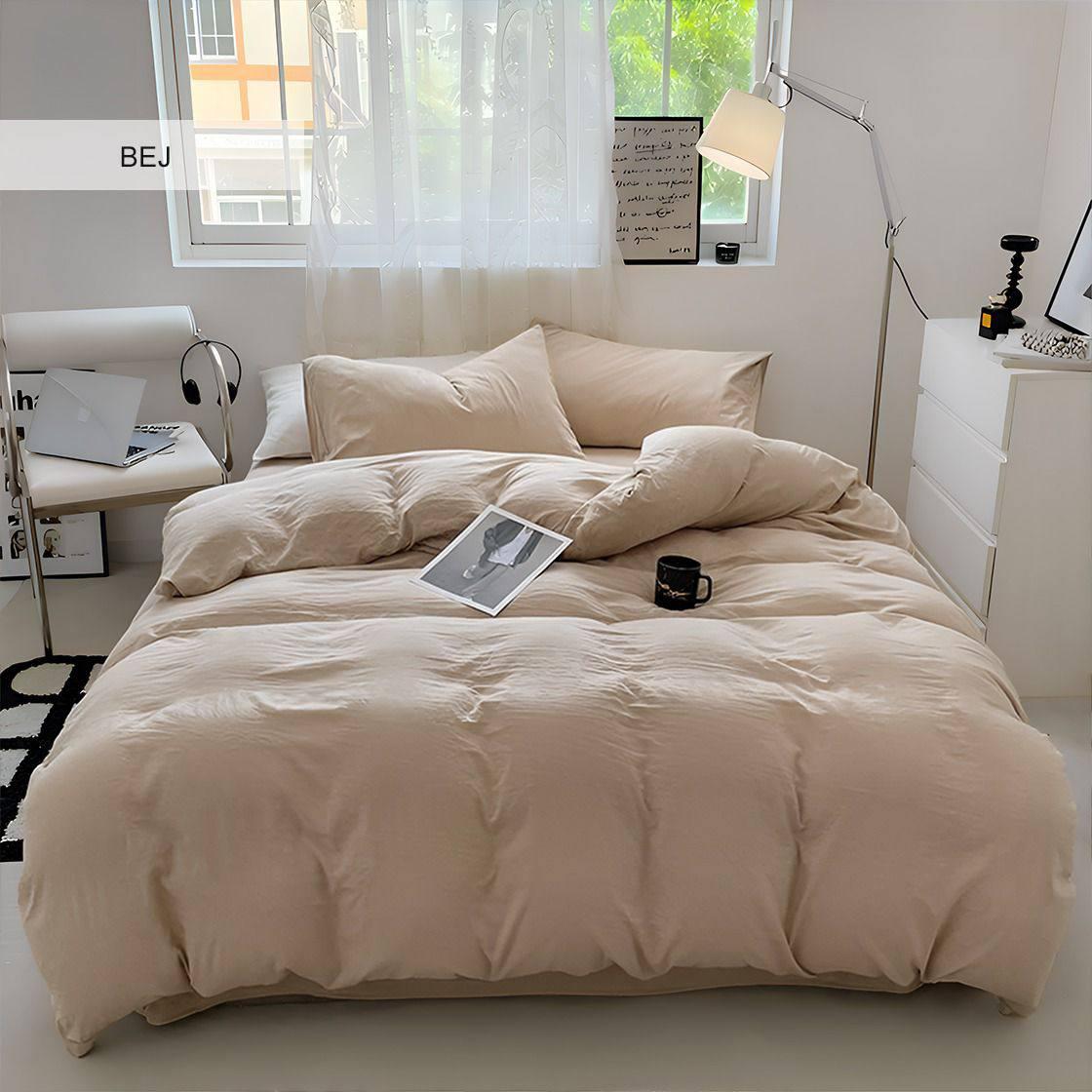 Постільна Блізина Турецька Варена бавовна Istanbul Standart двоспальний євро Бежевий 200х220см, фото 1