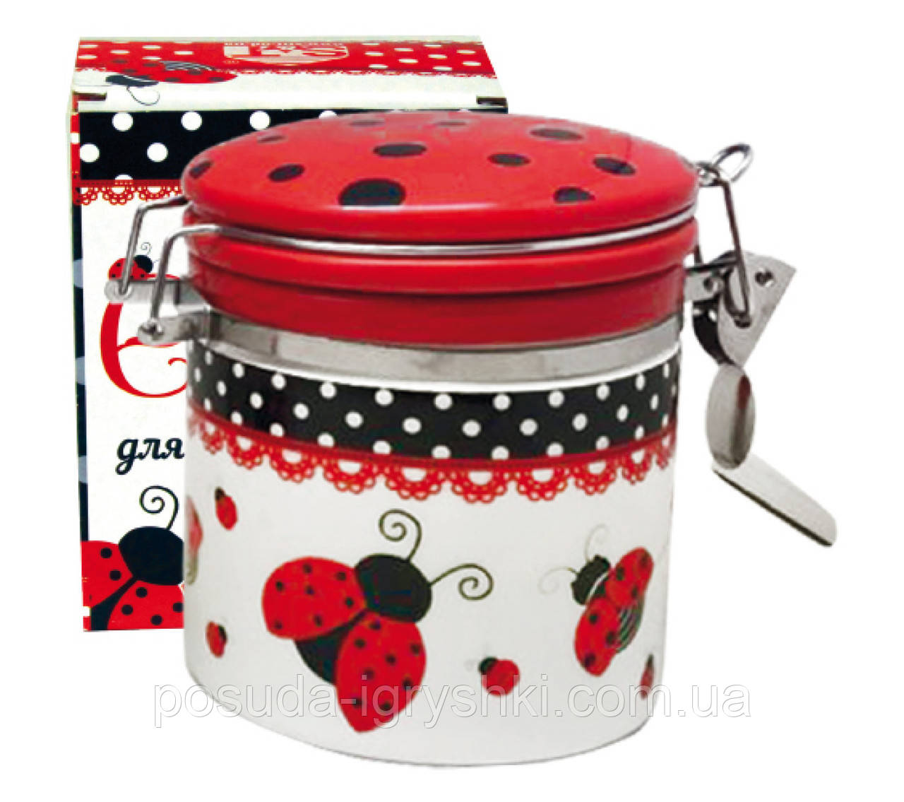 630-17 Ємність для сипучих продуктів "Божа корівка", об' єм 500мл (діаметр-9,5см, висота-10см)., фото 1