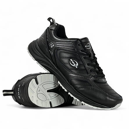 Чоловічі осінні шкіряні кросівки Bona чорні демісезонні 658C, фото 1