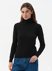 Чорний жіночий трикотажний гольф