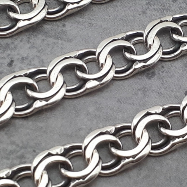 СРІБНА ЦЕПОЧКА ЧОЛОВІЧА БІСМАРК ПЛОСКИЙ. ЧОРНЕНИЙ ЛАНЦЮЖОК НА ШИЮ СРІБЛО 925. ДОВЖИНА 45 50 55 60 65 70 СМ