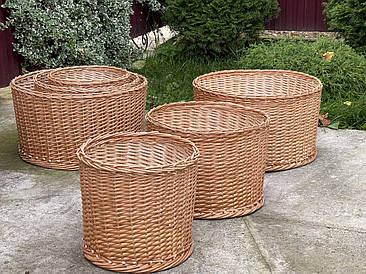 Набір плетених круглих корзин для квітів (3)