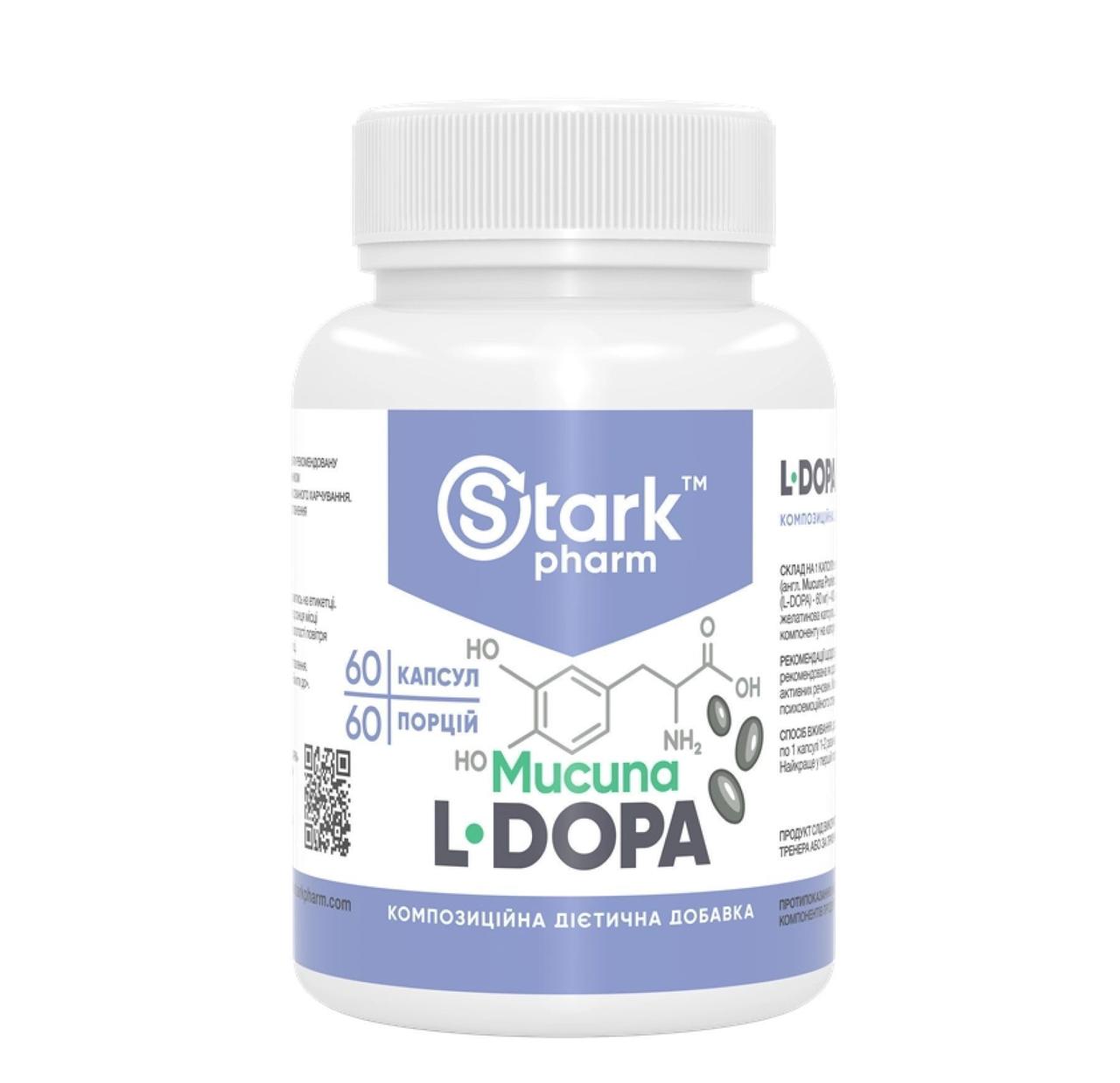 Мукуна пекуча Stark Pharm L-Dopa Mucuna, 400 мг, 60 капсул, фото 1