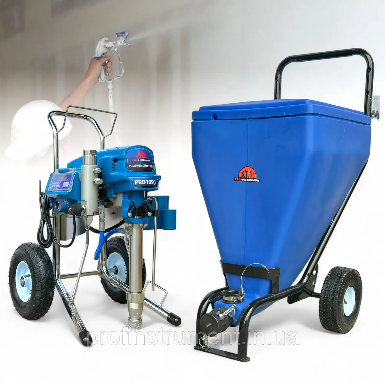 Бункер Profinstrument 95 л для шпаклівки з підключенням до поршневих апаратів, фото 1