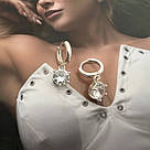 Срібні сережки-підвіски з фіанітом «Маркіза» — срібло 925, англійська застібка, фото 4