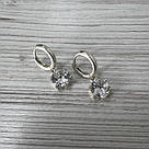 Срібні сережки-підвіски з фіанітом «Маркіза» — срібло 925, англійська застібка, фото 3