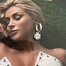 Срібні сережки-підвіски з фіанітом «Маркіза» — срібло 925, англійська застібка, фото 5