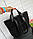 Жіноча сумка шоппер велика стильна чорна натуральна замша+шкірзам, фото 5
