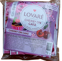 Чорний чай Lovare Cherry on Cake з ягодами, пелюстками квітів та ароматом шоколаду й вишні 50 пакетиків